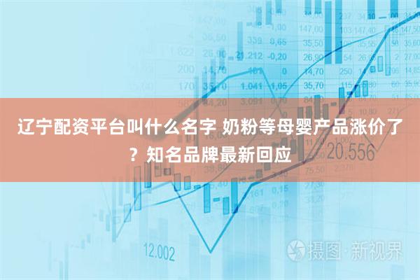 辽宁配资平台叫什么名字 奶粉等母婴产品涨价了？知名品牌最新回应